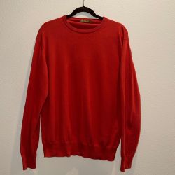 Loro Piana Red 100% Cotton Crewneck Sweater - Mens L (Italian 50)