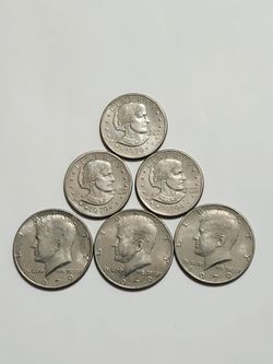 Old One Dollar , Half Dollar Coins