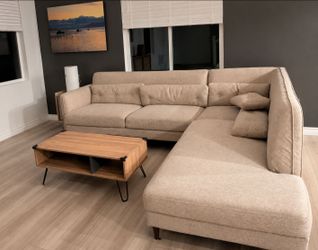 Modern Beige Sectional Sofa – $400 OBO