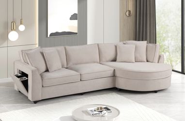  Beige Sectional With Reversible Chaise 