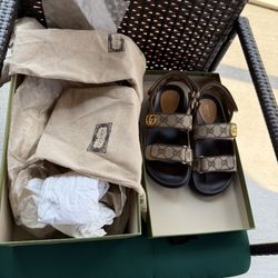 Gucci GG Canvas &amp; Leather Sandal