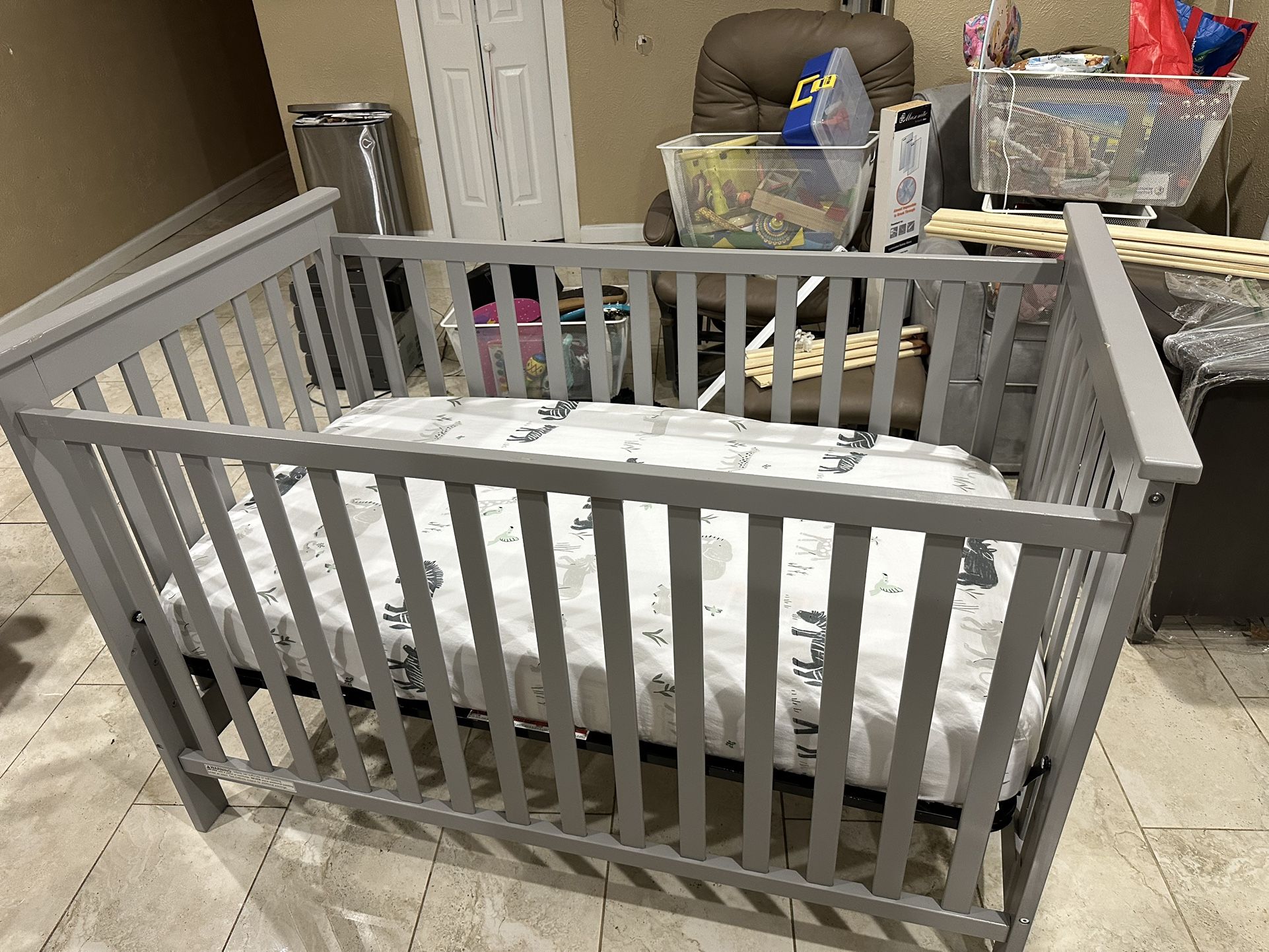 Gray Baby Crib