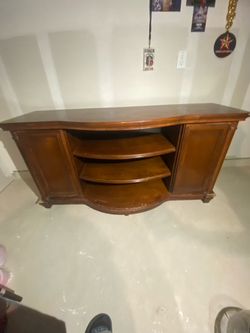 WOOD TV STAND/ DVD compartment.