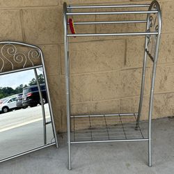 Metal Storage Quilt Towel Rack Holder With Mirror 