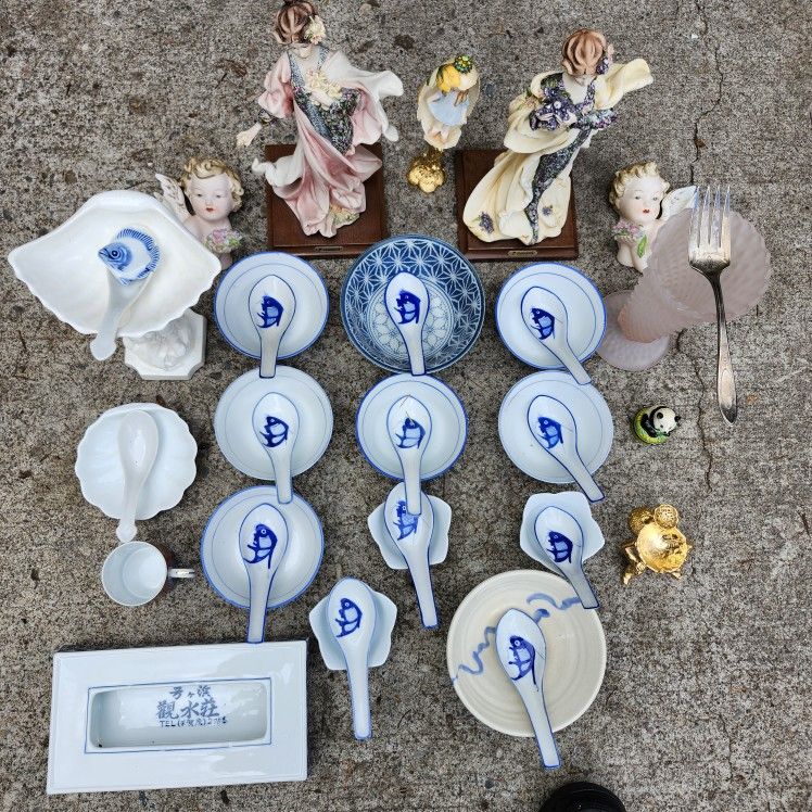 Porcelain Cherubs, Statues,bowls & Spoons