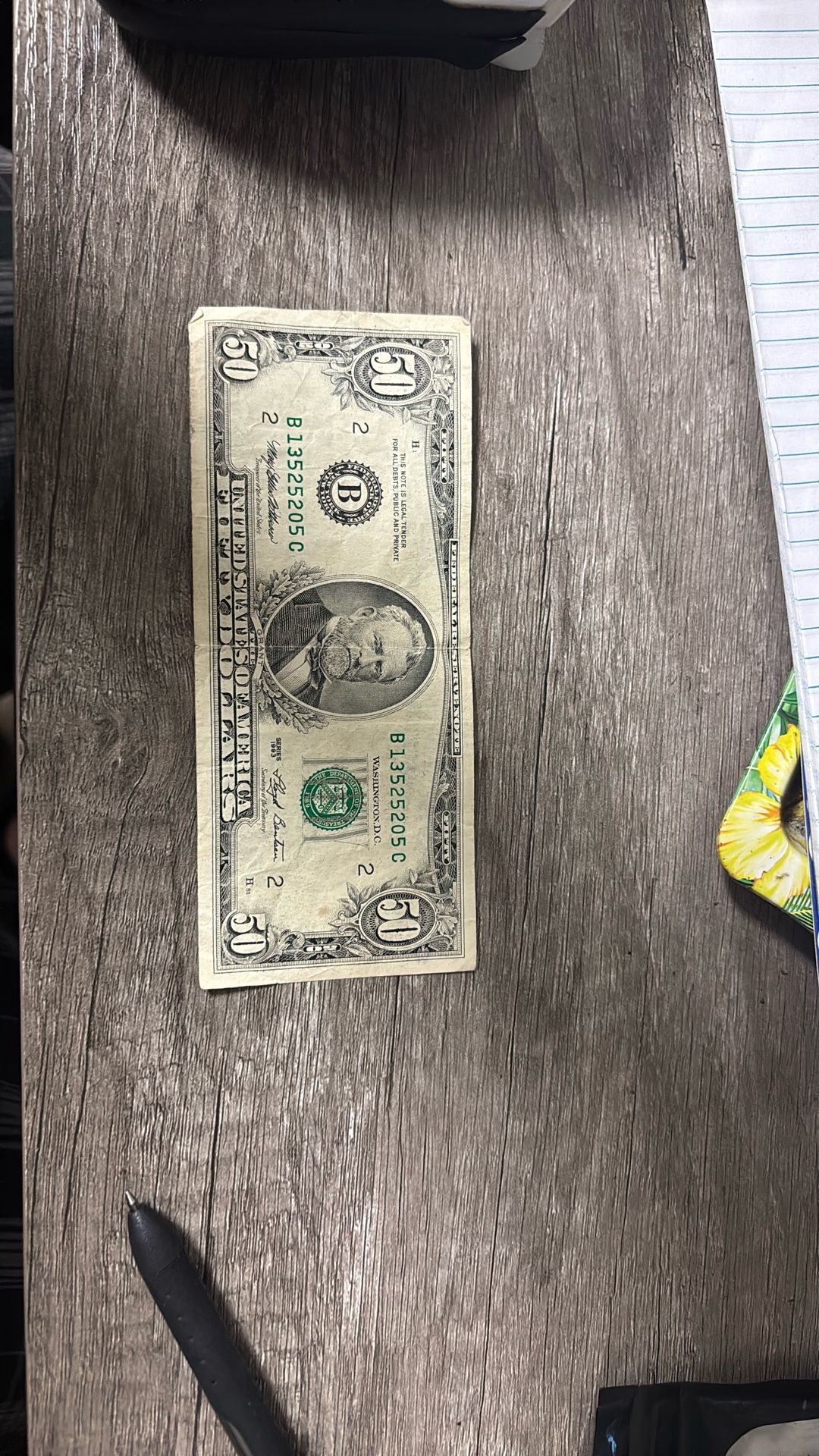 Old 1993 50 Dollar Bill