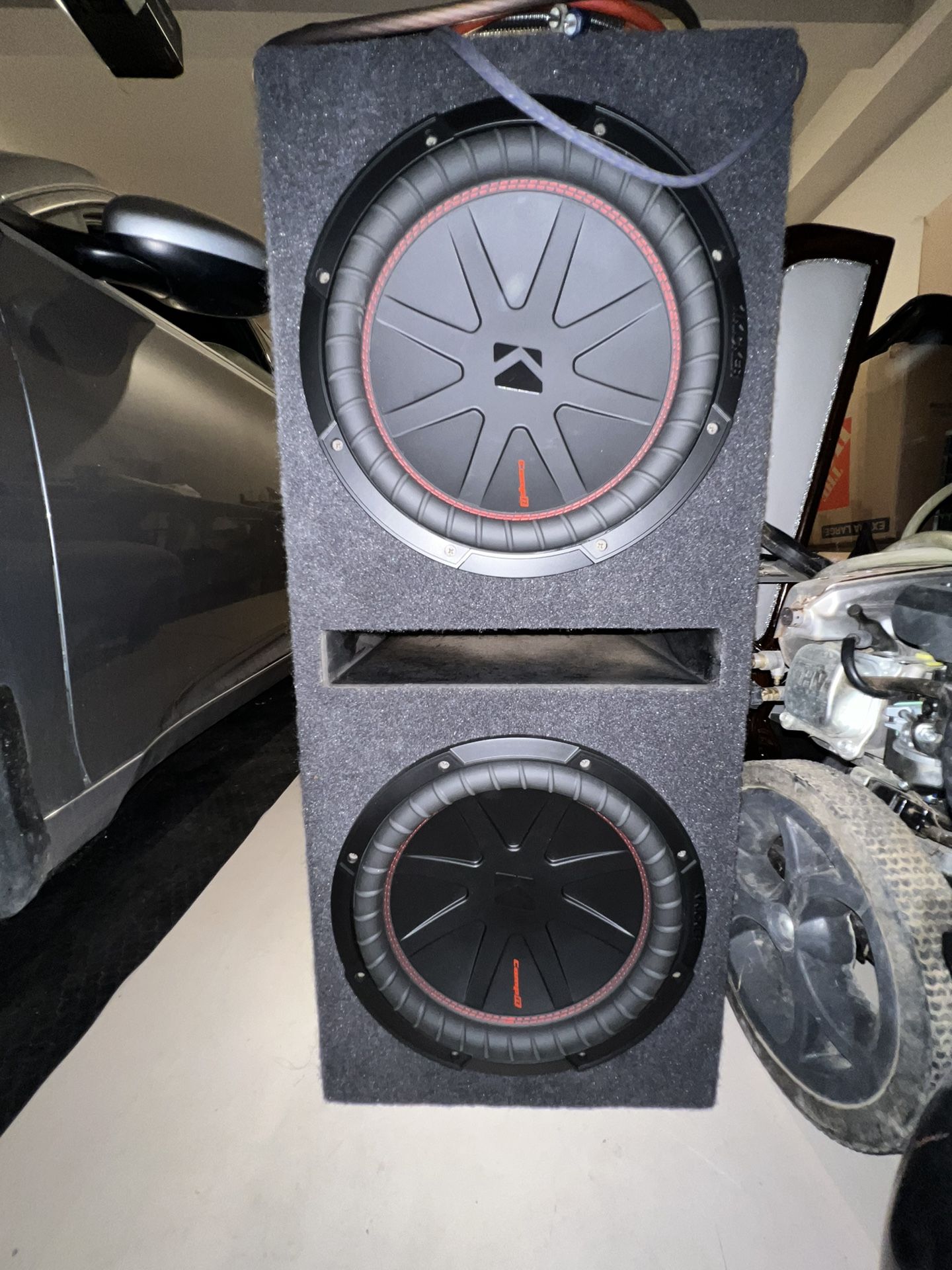 Kicker Subwoofers with Amplifier and Wire Kit