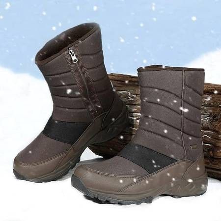 NEW SZ 9.5 SILENTCARE Men Insulated Winter Snow Boots Mid-Calf Fur Warm Waterproof Slip On Outdoor Athletic