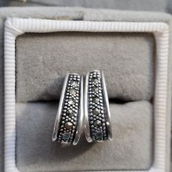 J Hoop Posts Of Silver And Marcasite