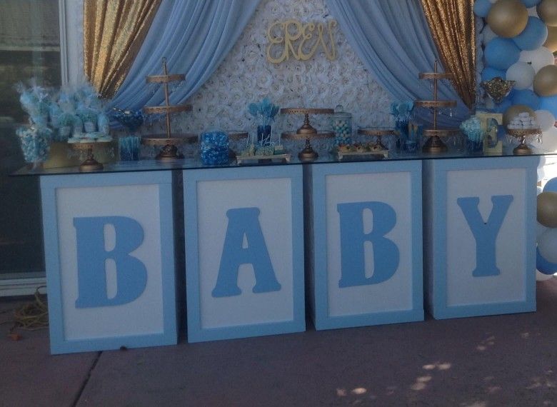 Baby Shower BABY Blocks In Blue & Pink