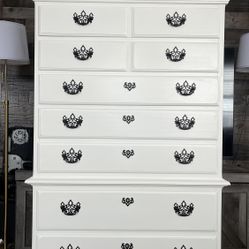Beautiful Solid Wood White Tall Dresser