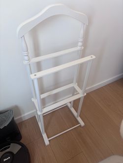 White Wooden Stand Clothes Rack