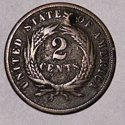 1865 large date 2 cent in good condition