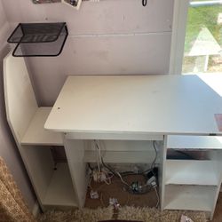 White Desk With Storage