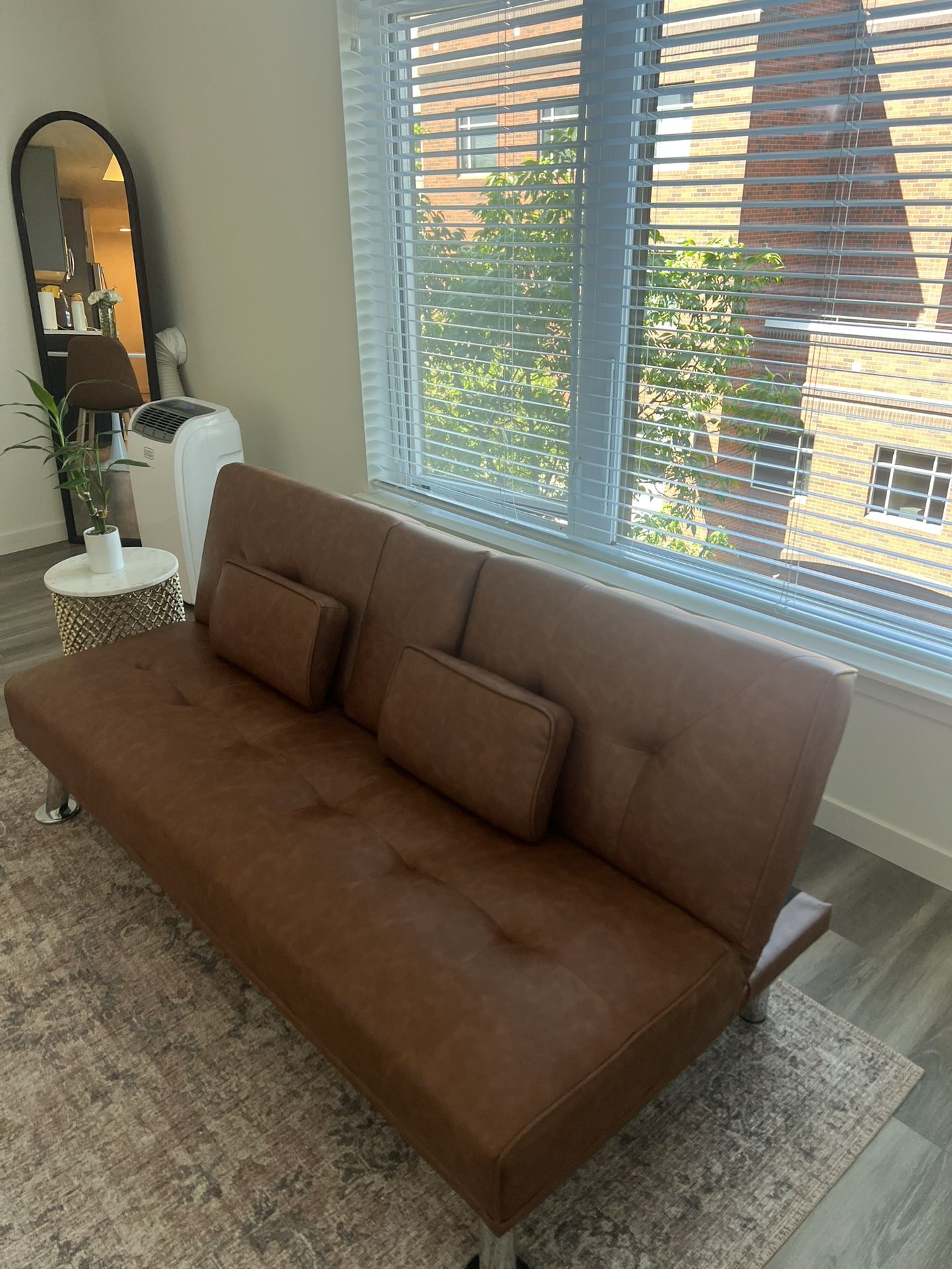 Brown Leather Futon