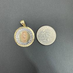 14K Yellow Gold Guadalupe Nuestra Senora De Religious Charm Pendant 4.9 gram