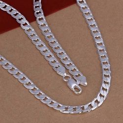 925 Silver Necklace Exquisite Noble Luxury Gorgeous Charm Fashion 6mm (28 inch ) Men Solid Wedding Chain Women Jewelry