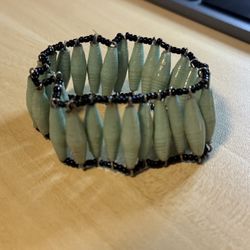 Handcrafted Statement Bracelet – Sculptural Paper Beaded Design