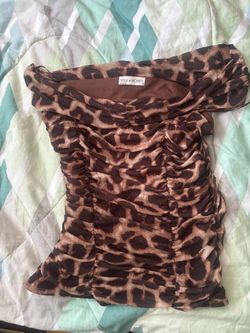 Milk + Honey Leopard Print Ruched Top SIZE XS