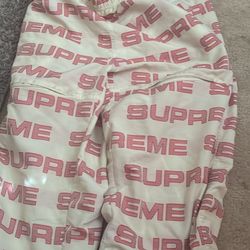 Authentic Red And White Supreme Sweat Pants 