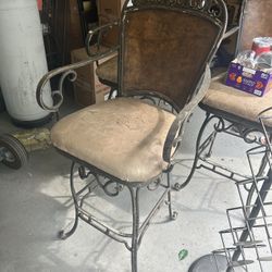 Heavy Duty Wrought Iron Rustic Barstools X (3)
