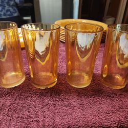 Vintage Marigold Peach Carnival Tumblers 