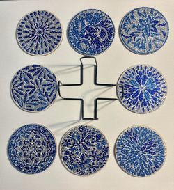 Handmade 8 piece diamond art coaster set