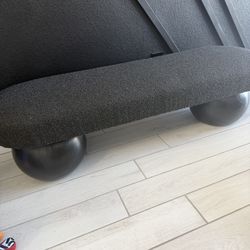 Black Boucle Bench With Ball Legs 