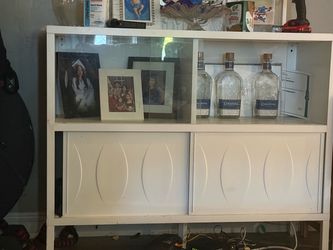 White Display Cabinet with Glass Doors