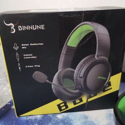 New BINNUNE Gaming Headset W/ Mic for Xbox Series X|S Xbox One PS4 PS5 PC NS, Wired Audifonos Gamer Headphones W/ Microphone for Xbox 1 PS 4|5