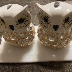Pair Of Ceramic Owl Candle Holders ( Pls Read Description Below) 