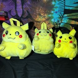 3 pikachu back packs