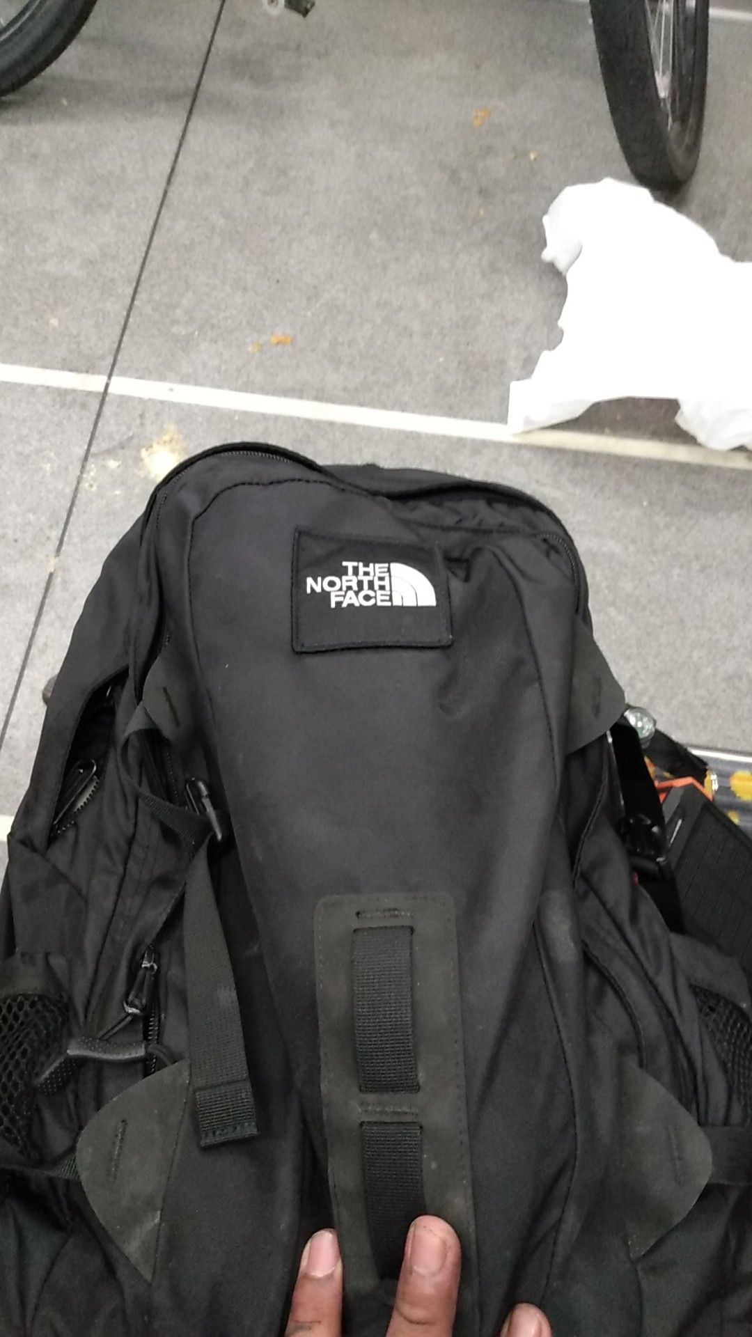 North face back pack not to big or to small perfect for bike riding hikeing