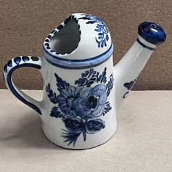 Vintage Delft Blue Hand Painted Watering Can Pitcher Holland 4.25" Tall