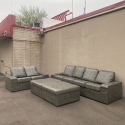 Top Grain Leather Sofa Couch Set