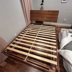 Brown Queen Bed Frame - Real Wood 