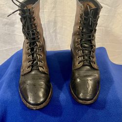 Leather Two Tone Western Roper Boots W 8-81/2