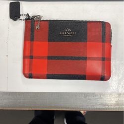 Coach Tartan Plaid Zip Around Wallet With Hello Kitty Mirror Compact 