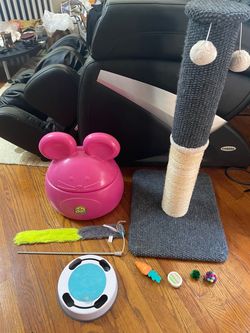 🐈⬛ Cat 🐈 Kitten Scratch Post, Toys & Mouse Storage Bin poste rascador para gatos