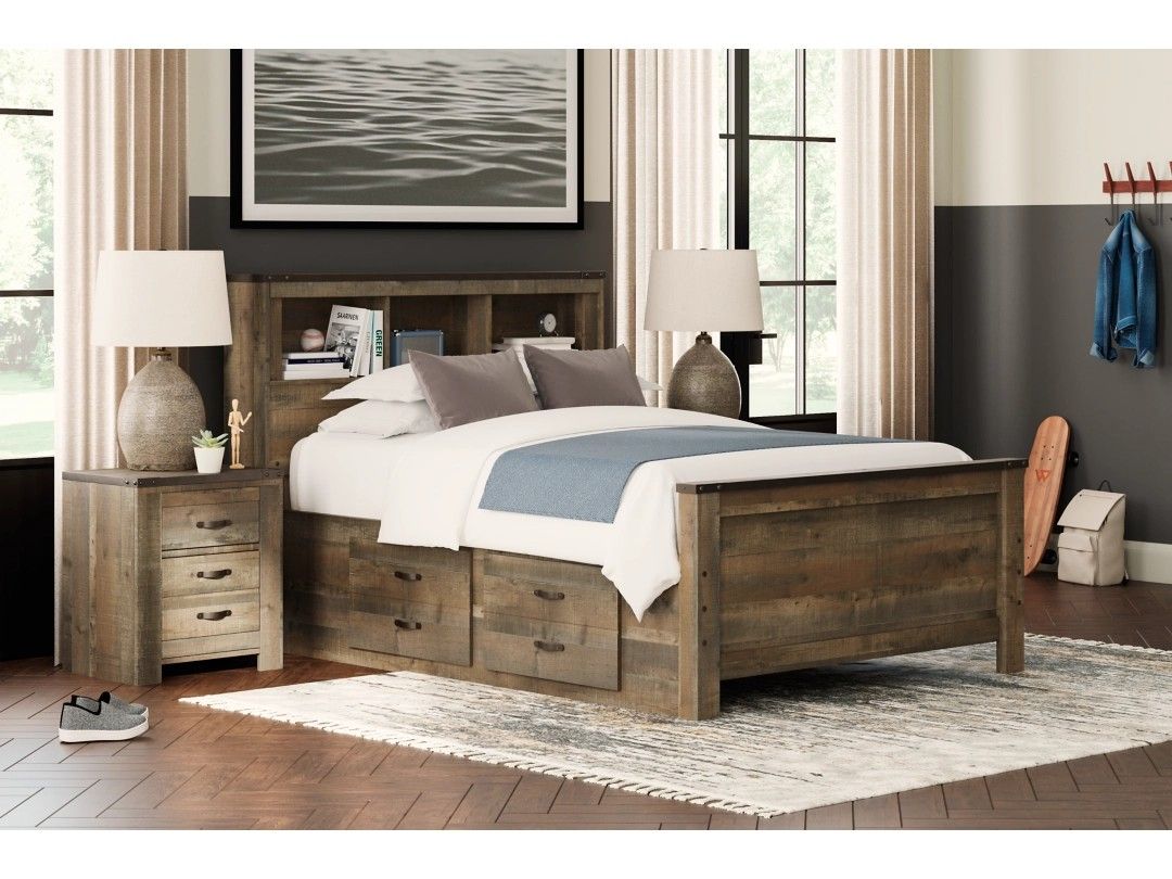 Trinell Full Bookcase Bed with 2 Storage Drawers