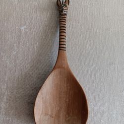 Wood Spoon with Giraffe Handle, Vintage 12" Giraffe Spoon, Wooden Spoon