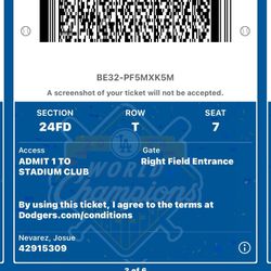 Dodger Tickets July -6-2025 