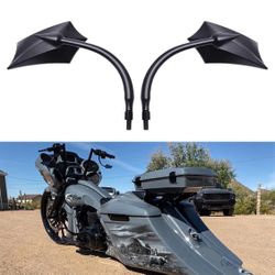 Black Irregular Shape Motorcycle Mirrors,Upgrade Rearview Motorcycle Mirrors With M8 10 Screws Compatible with Harley Yamaha Kawasaki And More