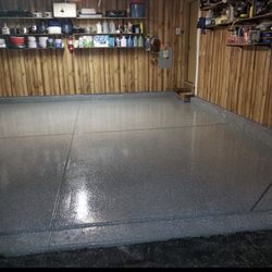We paint garage and basement floors using industrial epoxy paint.