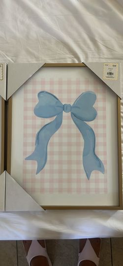 Framed Blue Bow Wall Art Print