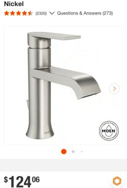 MOEN Genta Single Handle Single Hole Bathroom Faucet with Drain Kit Included in Brushed Nickel. Retails $135 with Taxes!! Small scratches!
