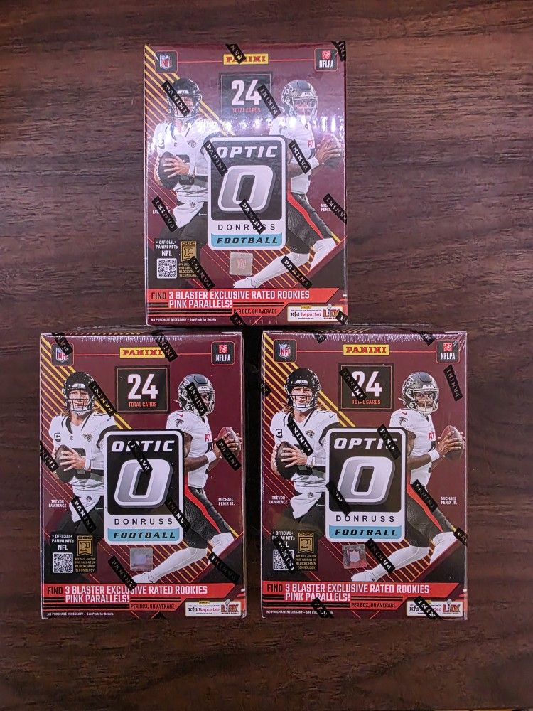 2024 Panini NFL Donruss Optic Football Trading Card Blaster Box LOT OF 3