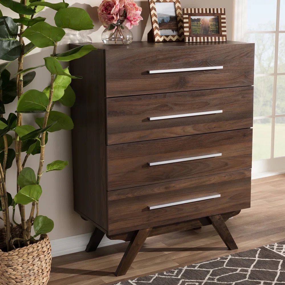 Midcentury Modern Dresser Chest 31.5'' W 6 - Drawer clothes Dresser Wood - EASY pickup