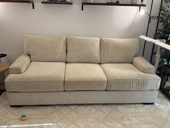Beige 3-Seat Fabric Sofa