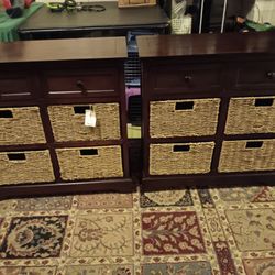 Wood/Wicker Storage Cabinets 